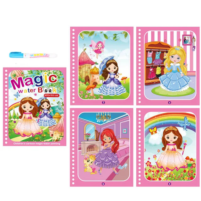 1 livre + 1 stylo livre de coloriage réutilisable livre de peinture à l'eau éducation précoce sensorielle Puzzle dessin jouets