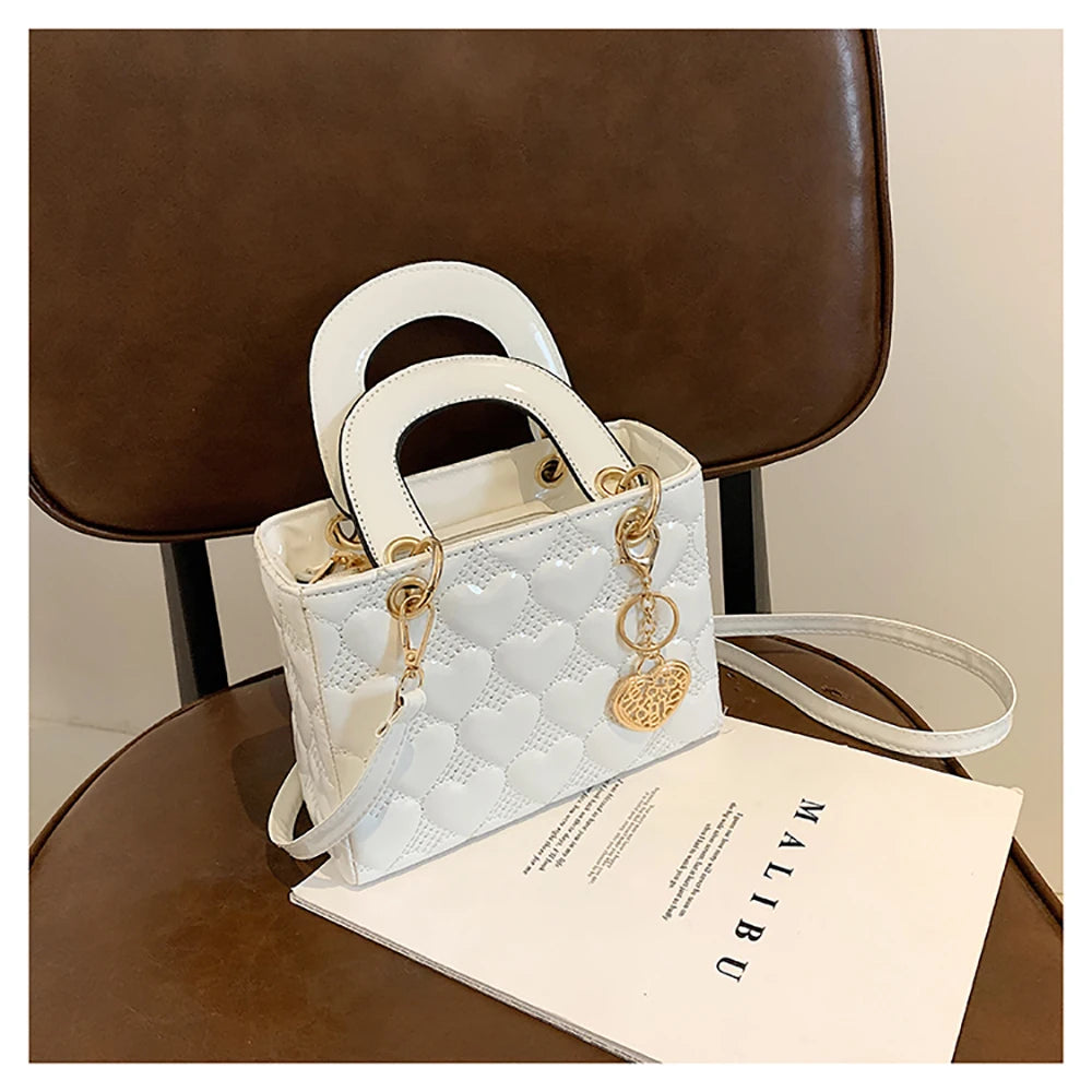 Red Love - Women's Patent Leather Handbag, Glossy Surface, High-End Design, Wedding Cuff Bag, Striking Shoulder Bag, New Fashion 