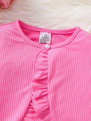 Vêtements pour enfants fille automne mode décontracté rose robe florale ensemble 2 pièces ensemble-rose col rond gilet + jupe florale rose