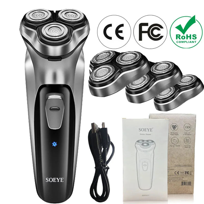Rasoir électrique pour hommes rasoir électrique SOEYE rasoir pour hommes lame flottante 3D tondeuse à barbe Recharge USB Machine de coupe de cheveux