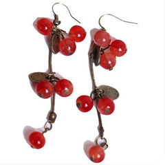 Bijoux pour femmes, boucles d'oreilles Pop coréen, cerise rouge, mignon, vente en gros