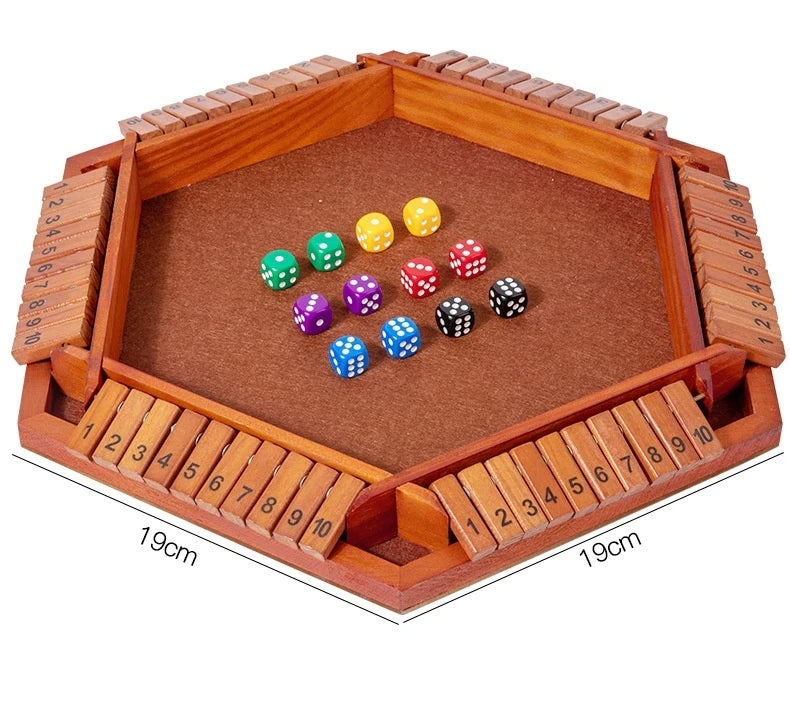 Six-sided flipping game, wooden number game, dice game in a box - parent-child board game, bar party game, leisure game