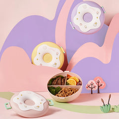 Boîte à lunch pour écolier, boîte à snack, boîte à bento étanche de dessin animé, sacs à lunch avec fourchette, cuillère, micro-ondable à 3 compartiments