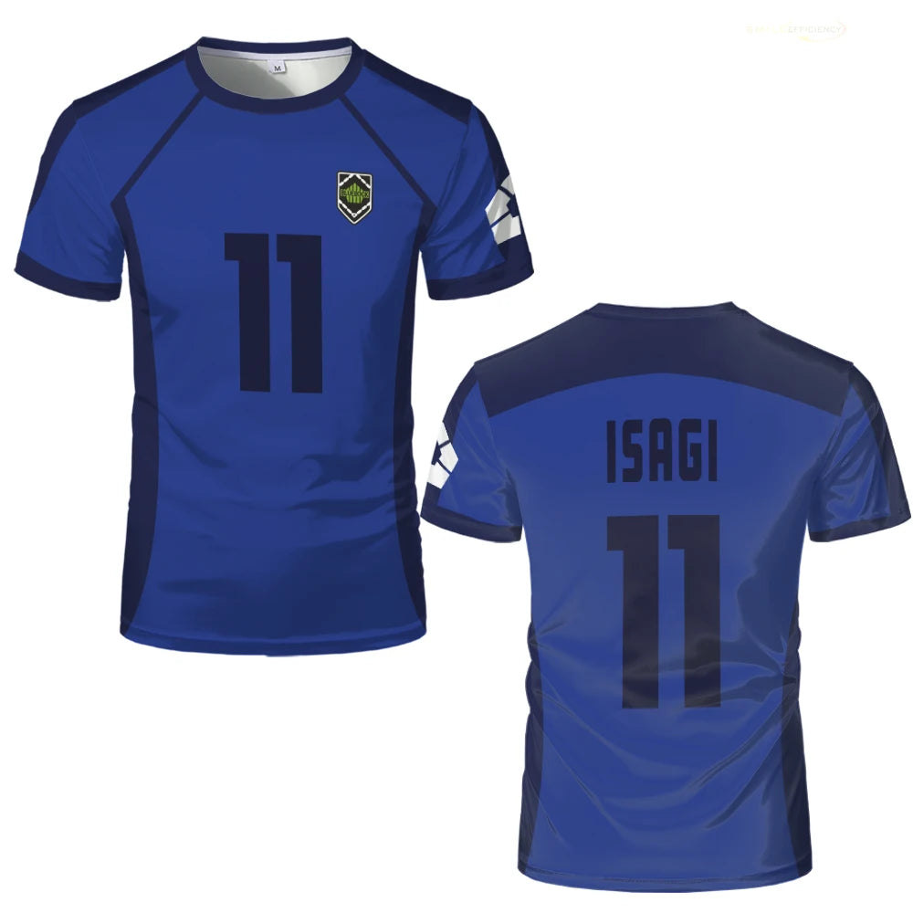 T-shirt homme ISAGI 3D imprimé, sport, séchage rapide, respirant, anime cosplay, Harajuku, équipe de football, ample, entraînement, manches courtes, été
