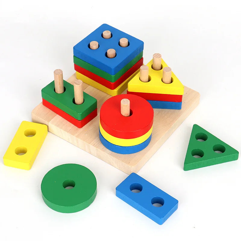 Jouets Montessori en bois pour enfants, jouets de tri et d'empilage en bois, Girt pour filles et garçons, jouets éducatifs précoces en forme de couleur pour les tout-petits