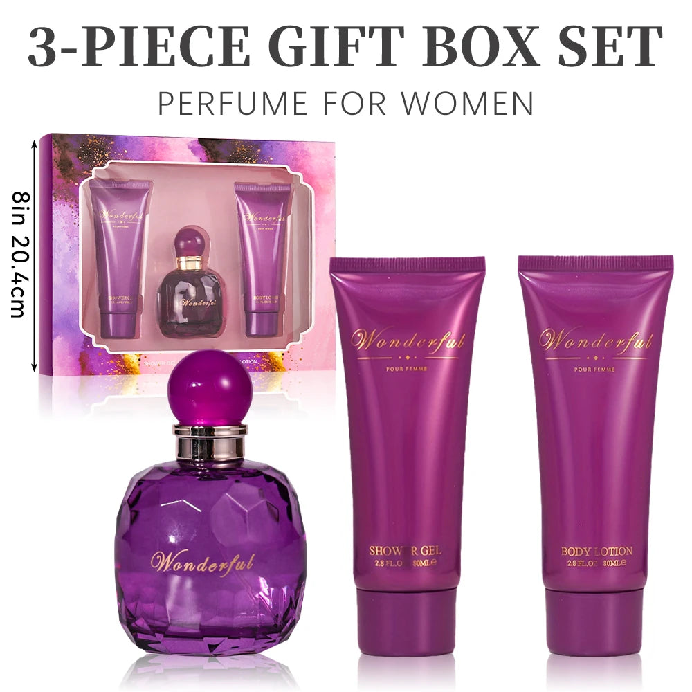 Coffret cadeau bain et corps pour femme et fille, 1,7 floz, vaporisateur d'eau de parfum 2,8 floz, gel douche 2,8 floz, gratitude Linge, parfum pour femme