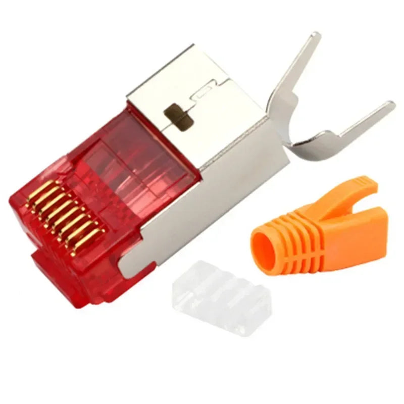 RJ45 CAT7 Ethernet connector, 50U 8P8C shielded Cat 7 network connector, 1.5mm wire diameter with boot