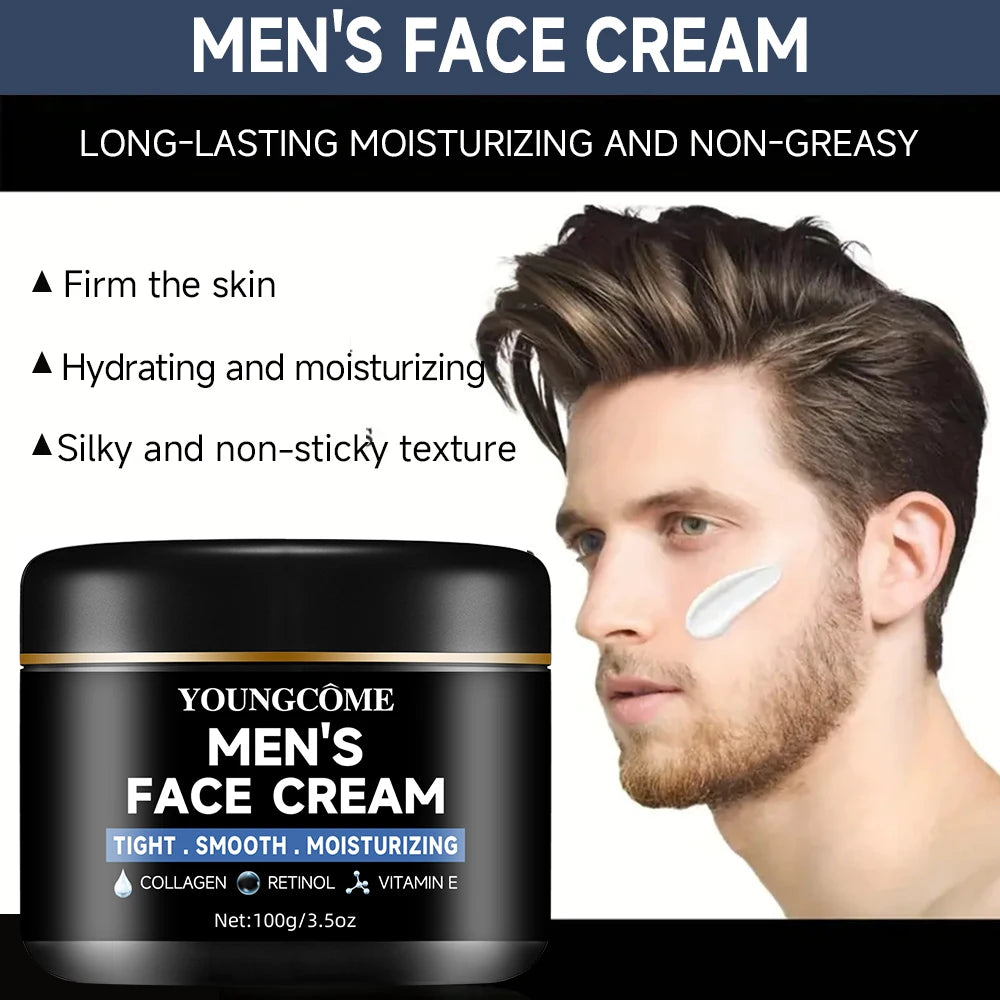 Crème hydratante au collagène pour hommes avec rétinol et vitamines, crème hydratante rafraîchissante et anti-rides