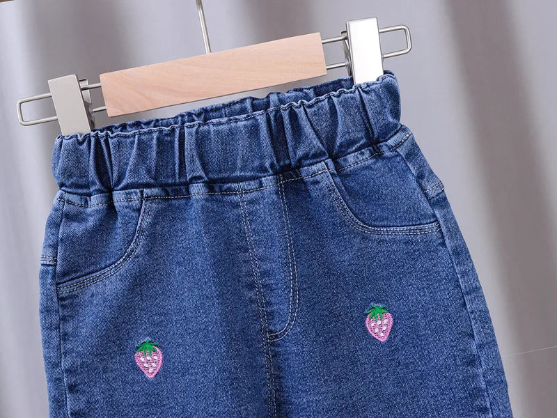Bébé filles jean serré printemps automne filles suona Denim pantalon décontracté enfants Stretch pantalon évasé enfants vêtements for0-5 ans