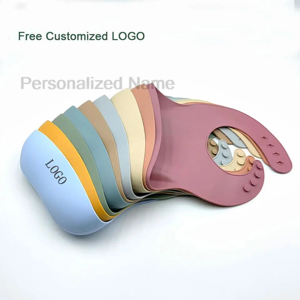 Bavoir en Silicone pour bébé et enfant en bas âge, imperméable, souple, avec poche de chargement, pour garçons et filles, Logo personnalisé gratuit