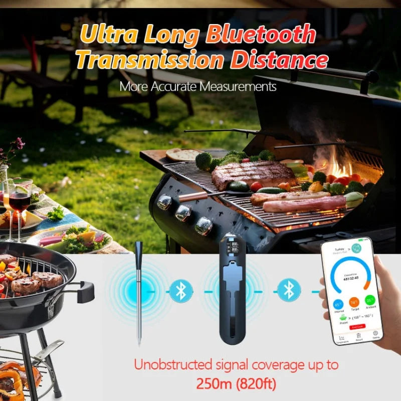 Thermomètre numérique pour cuisine thermomètre à viande sans fil Bluetooth IP67 thermomètres à affichage étanche pour griller BBQ alimentaire
