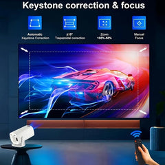Projecteur WiFi 6 4K HD Android 11 260 ANSI Allwinner H713 BTpig 720P, Portable, pour Home Cinéma en Plein Air