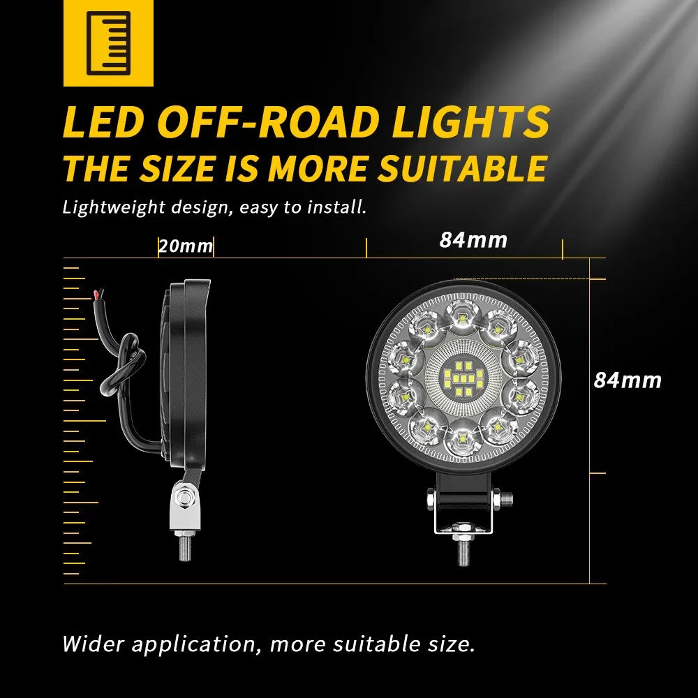 Lampe de travail LED ronde pour voiture, modèle privé, budgétaire 21LED, lumière auxiliaire, lumière de modification de véhicule tout-terrain, 3 po