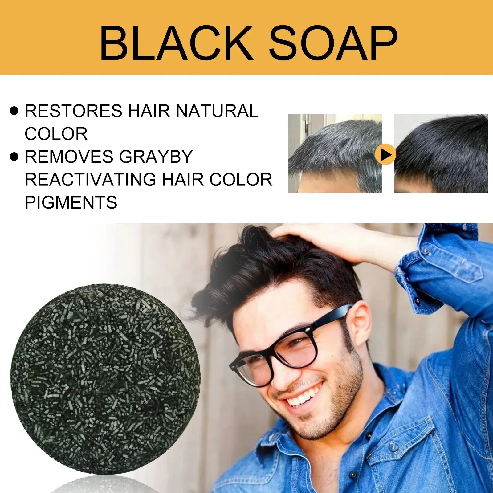 Shampoing pour cheveux, savon noir Polygonum Multiflorum, savon réparateur pour cheveux blancs, ensemble de soins capillaires, nourrissant, Anti-pelliculaire, teinture pour cheveux