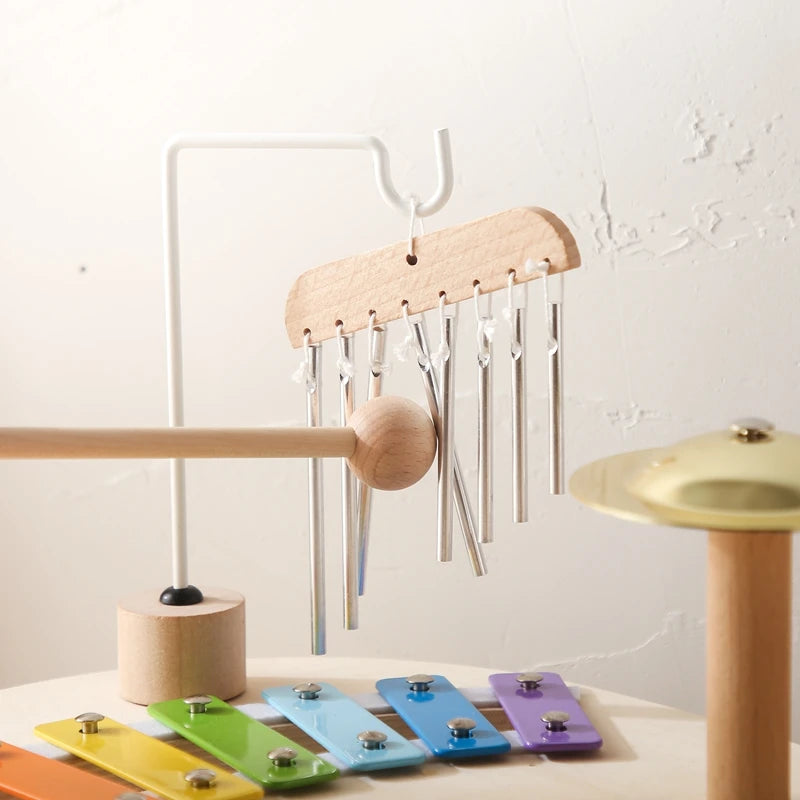 Jouets éducatifs pour bébés, cloches éoliennes en bois, jouets musicaux Montessori pour enfants, Xylophone, cadeaux d'anniversaire pour nouveau-nés, jouets de Table musicale