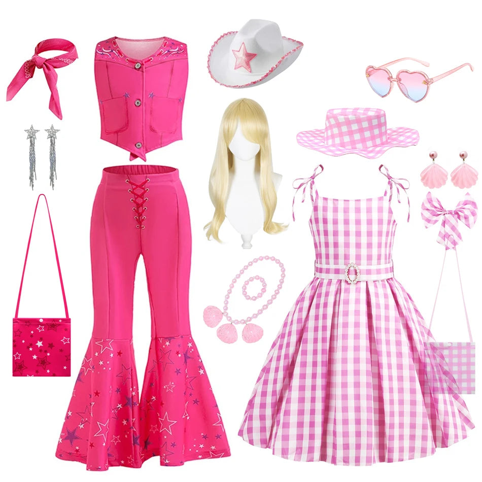 Robe de Costume à carreaux pour filles, pour anniversaire, Halloween, vêtements pour enfants, robes de fête, princesse Cosplay