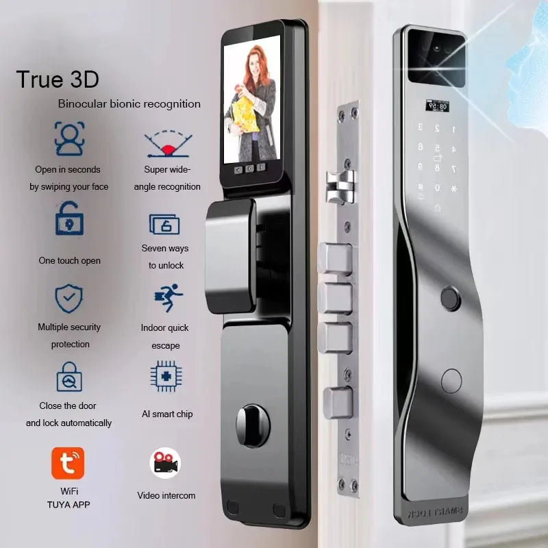 Tuya App serrure intelligente maison antivol porte serrure d'empreintes digitales avec caméra mot de passe serrure grande serrure de porte