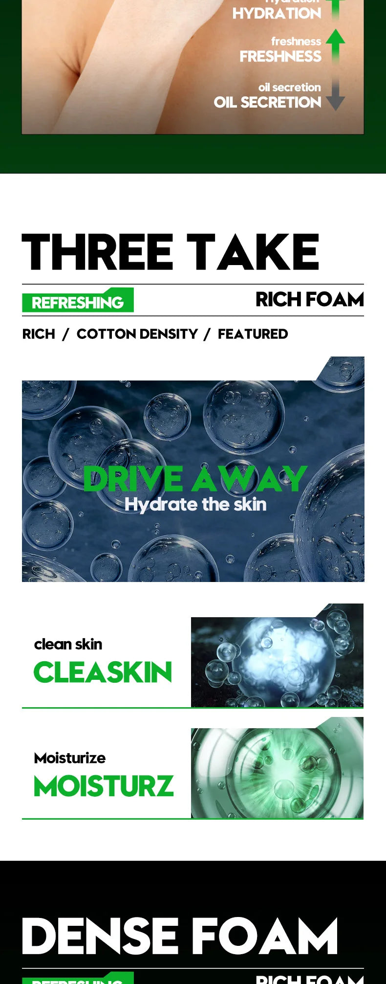 Nettoyant pour le visage frais parfum rafraîchissant nettoyage en profondeur hydratant raffermissant des pores nettoyant pour le visage pour hommes