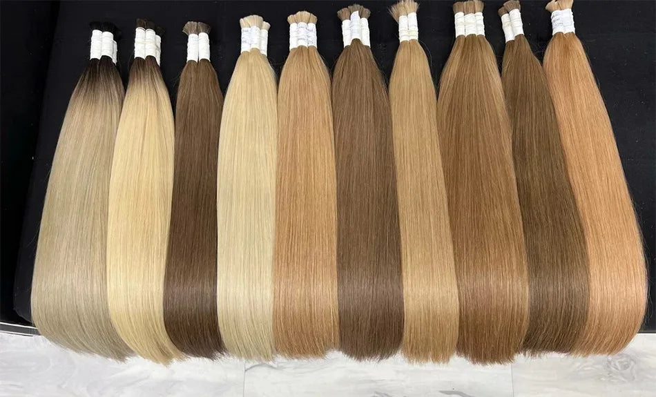 613 Straight Human Hair Bundles, No Weft, 100% Virgin, Highlighting Original Russian Natural Unprocessed Blonde Loose Extensions