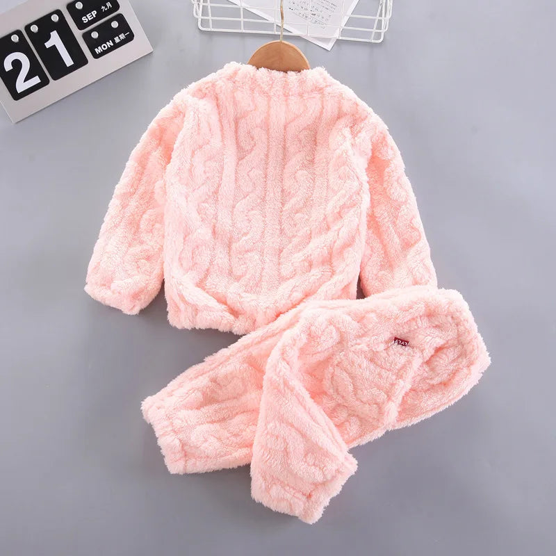 Pyjama chaud en forme de sourire pour garçon et fille, vêtement de nuit pour enfant de 1 à 4 ans, couleur unie, automne et hiver