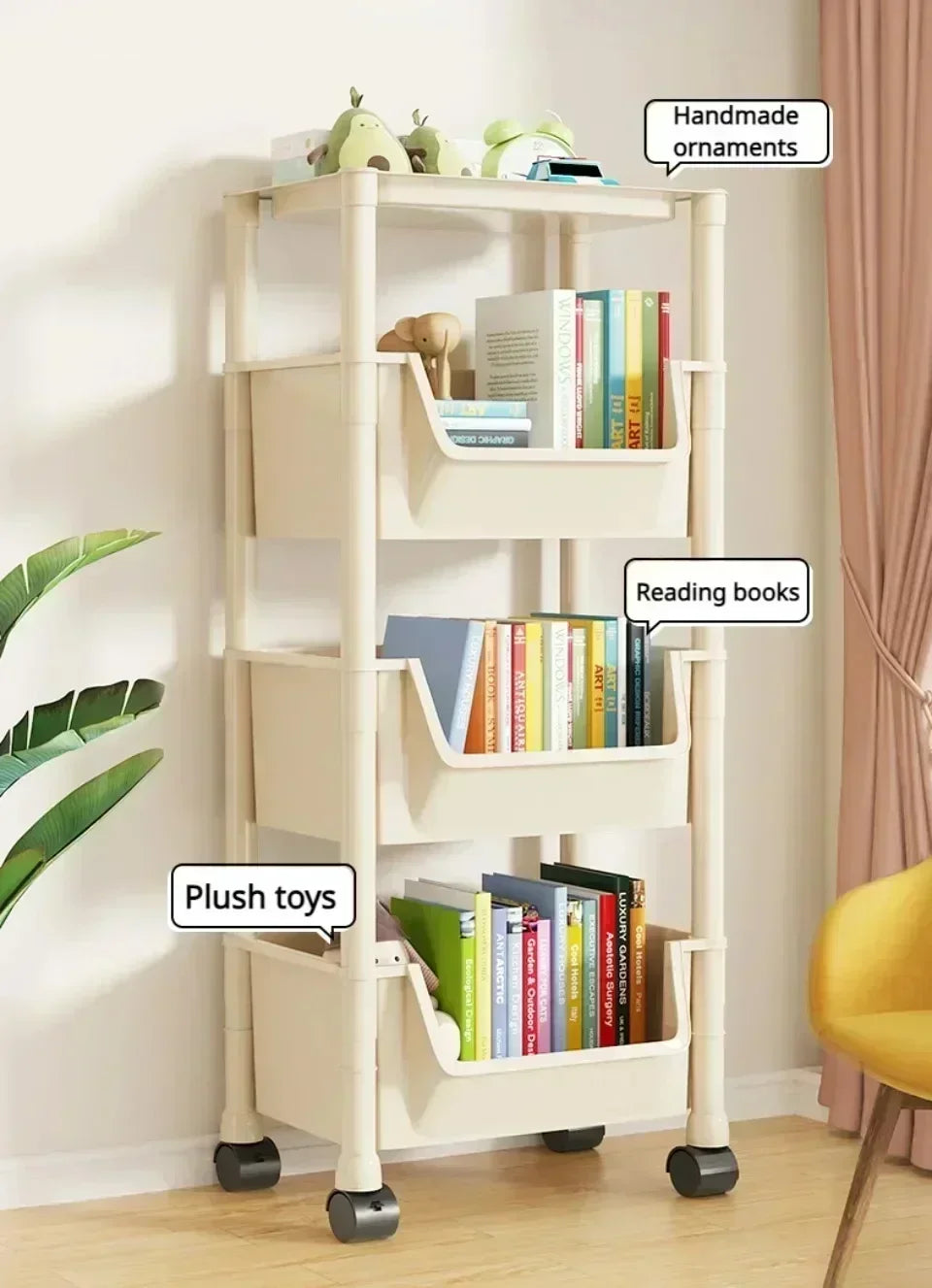 Bibliothèque à roulettes multicouche simple, armoire de rangement à fente étroite, coin de cuisine, petit meuble de rangement, T1