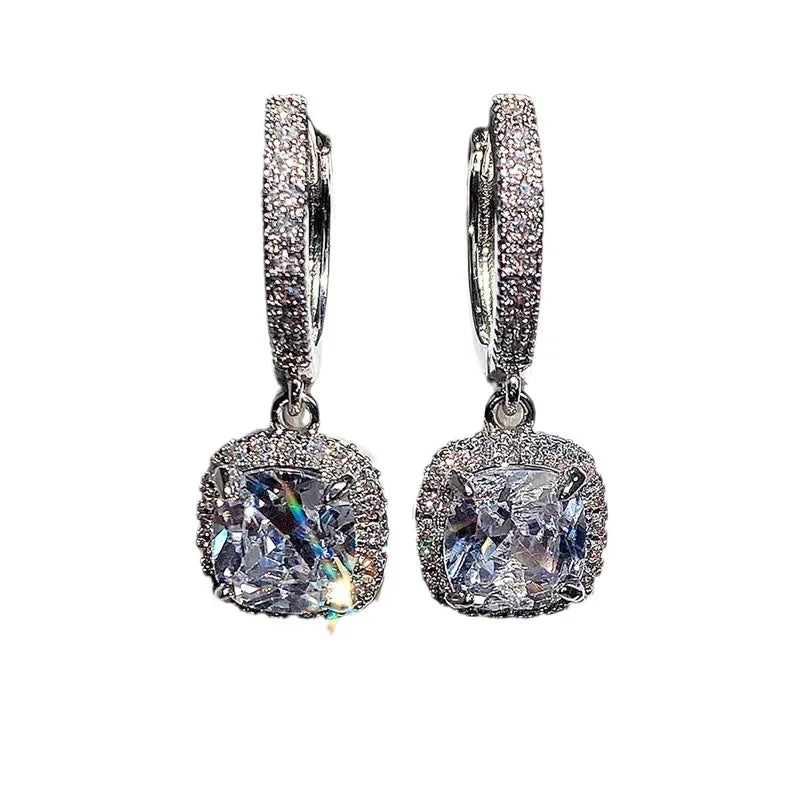 Boucles d'oreilles en argent 925 avec pierres précieuses et diamants pour femmes, bijoux en cristal, goutte d'oreille, cadeau d'anniversaire