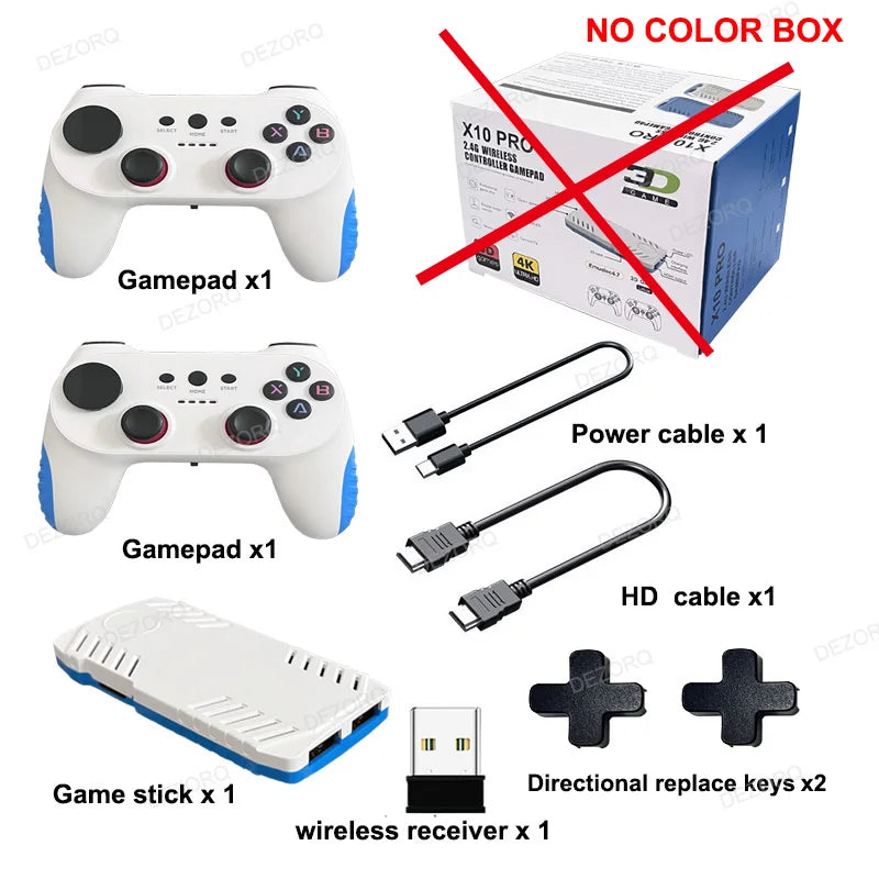 Nouvelle Console de jeu TV 128G intégrée 50000 jeux rétro 50 émulateurs vidéo Consola double manette de jeu sans fil X10 Pro bâton de jeu 4K