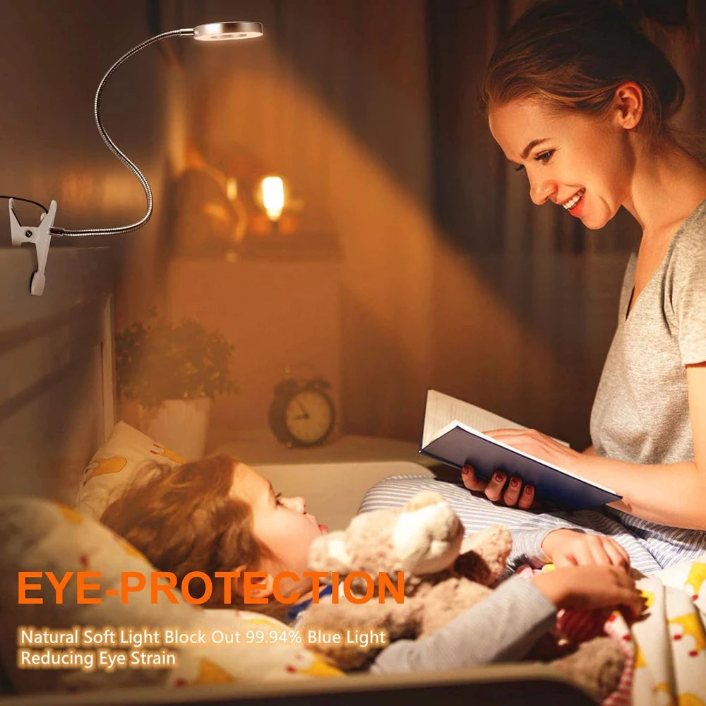 48 LED lampe de bureau Clip USB livre lumière chevet 360 °   Protection oculaire flexible, lampe de lecture à col de cygne, luminosité réglable, niveau 3