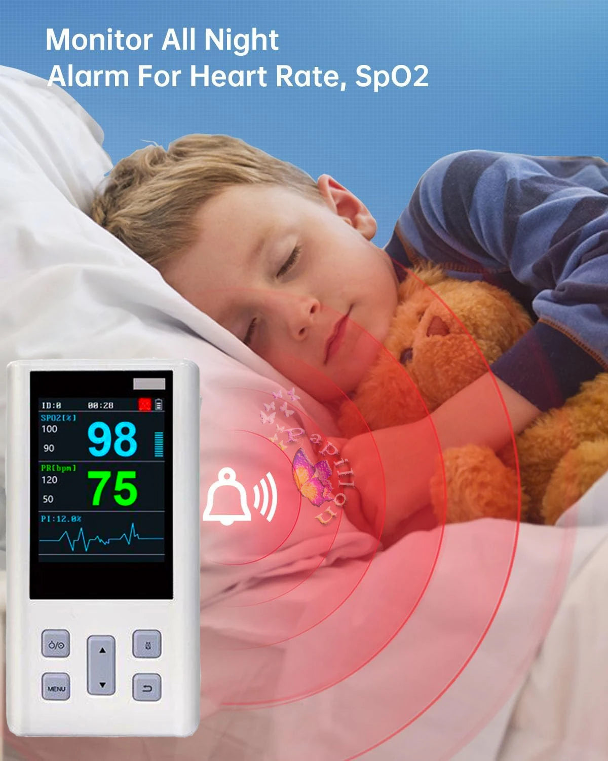 Moniteur d'oxymètre de pouls portatif pour la fréquence cardiaque et la saturation de l'oxygène avec SPO2 médical vétérinaire avec mémoire