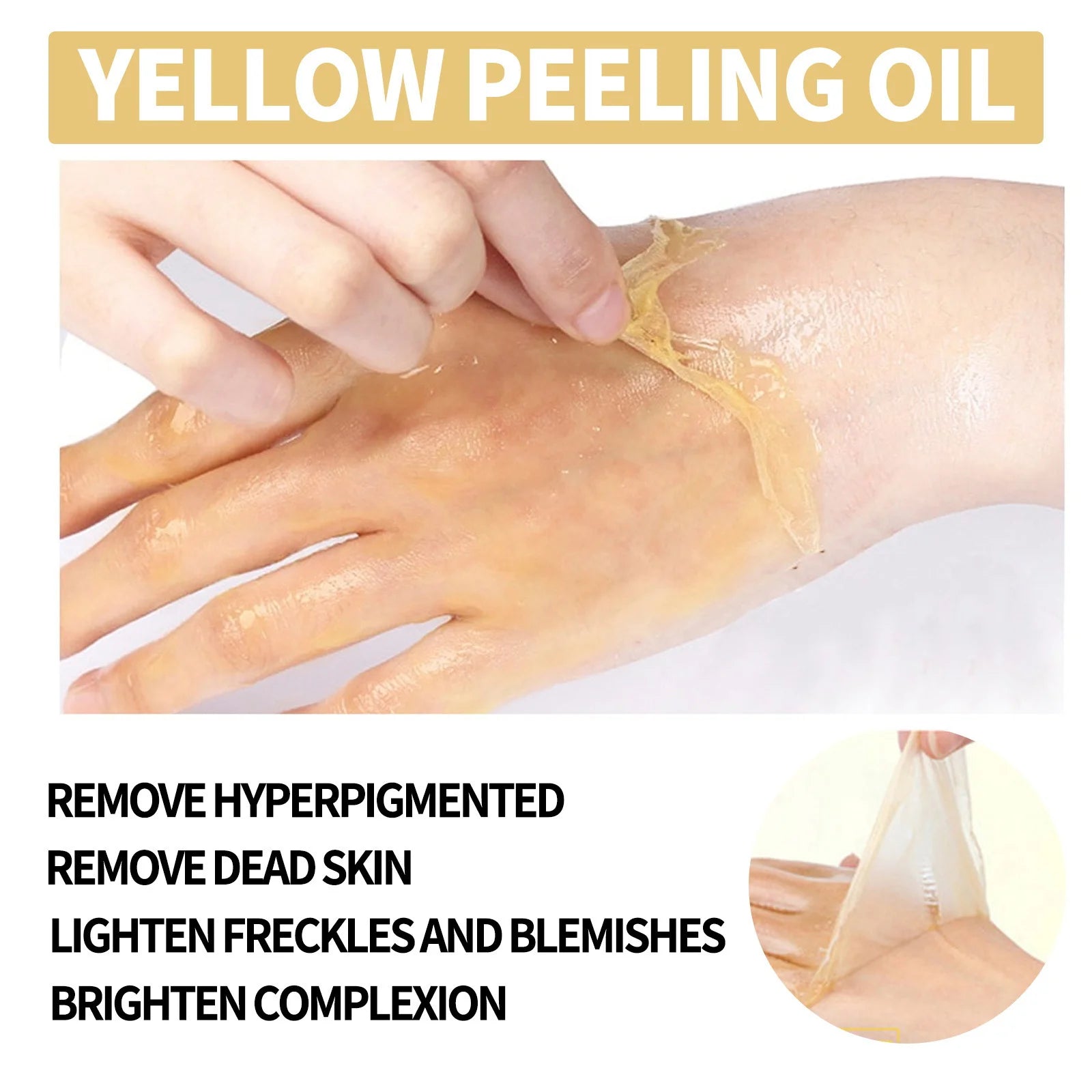 Huile de Peeling Jaune pour le Bain, Accessoire pour Blanchir la Peau Foncée, Éclaircir le Corps, les Coudes, les Genoux, la Main, Fréquence Exexponsive, Nourrir la Peau
