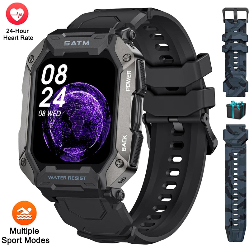Montre intelligente étanche IP68 Iko pour hommes, horloge intelligente de natation, sports de plein air, suivi de la condition physique, moniteur de santé, montre intelligente pour Android, IOS