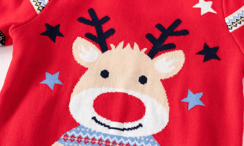 Pull imprimé de noël pour enfants, Costume du nouvel an 2025, manches longues, col rond, pulls tricotés doux et décontractés, pull chaud, haut de noël