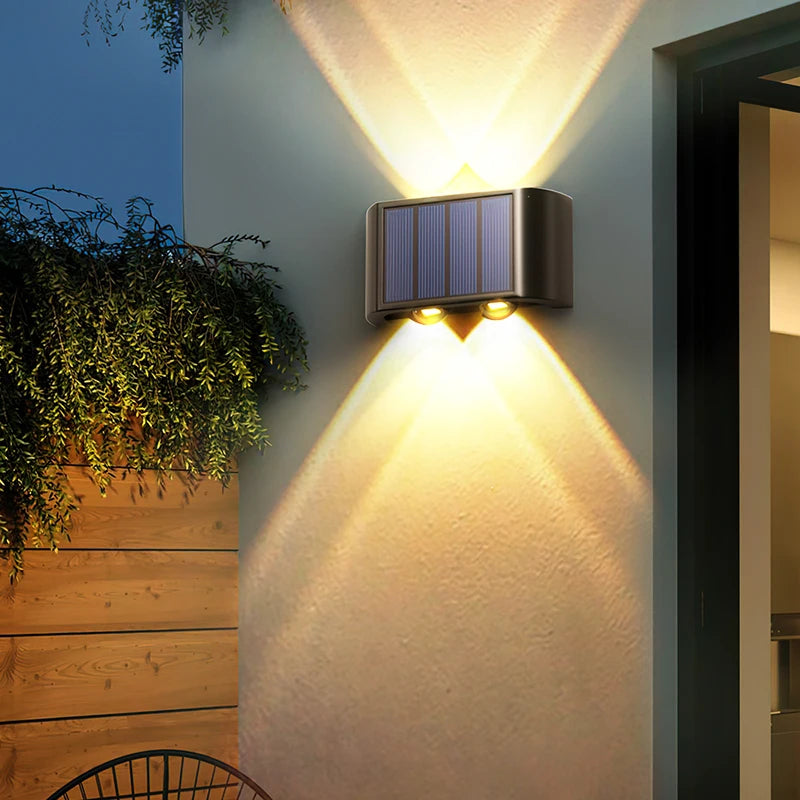 Applique Murale Solaire d'Extérieur, Lumière Chaude, Étanche, Haut et Bas, Éclairage de délégations, Cour, Décoration de Jardin, 4LED, 6LED, 8LED