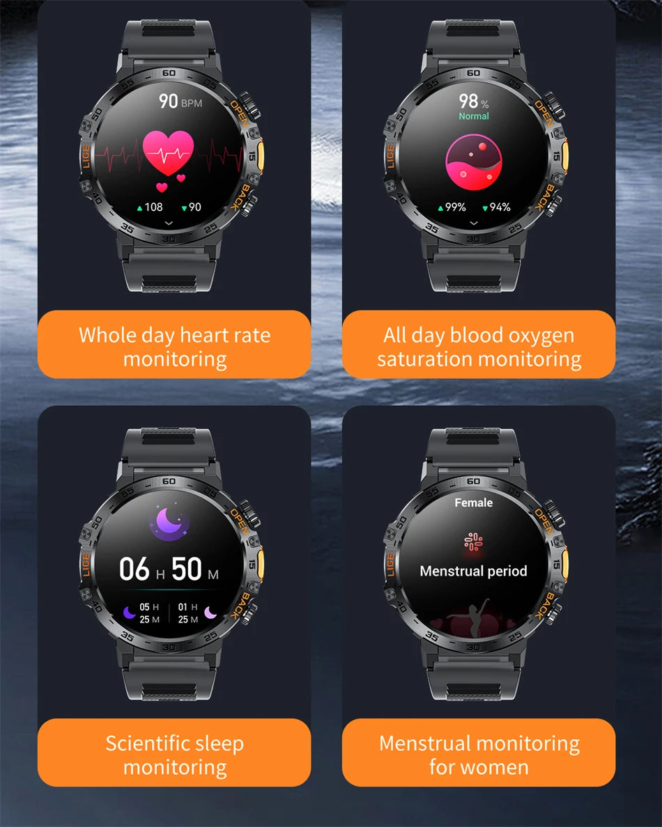 LIGE 2025 montre intelligente hommes Sport montres lampe de poche LED 360*360 Ultra HD écran étanche Fitness Bluetooth appel hommes Smartwatch
