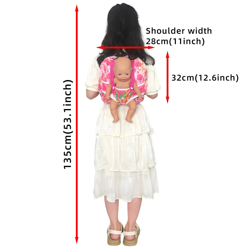 Sac à dos porte-poupée en peluche pour poupée, accessoires de poupée, porte-avant/arrière avec sangles, accessoires de poupée pour nouveau-né de 43cm, paquets sortants