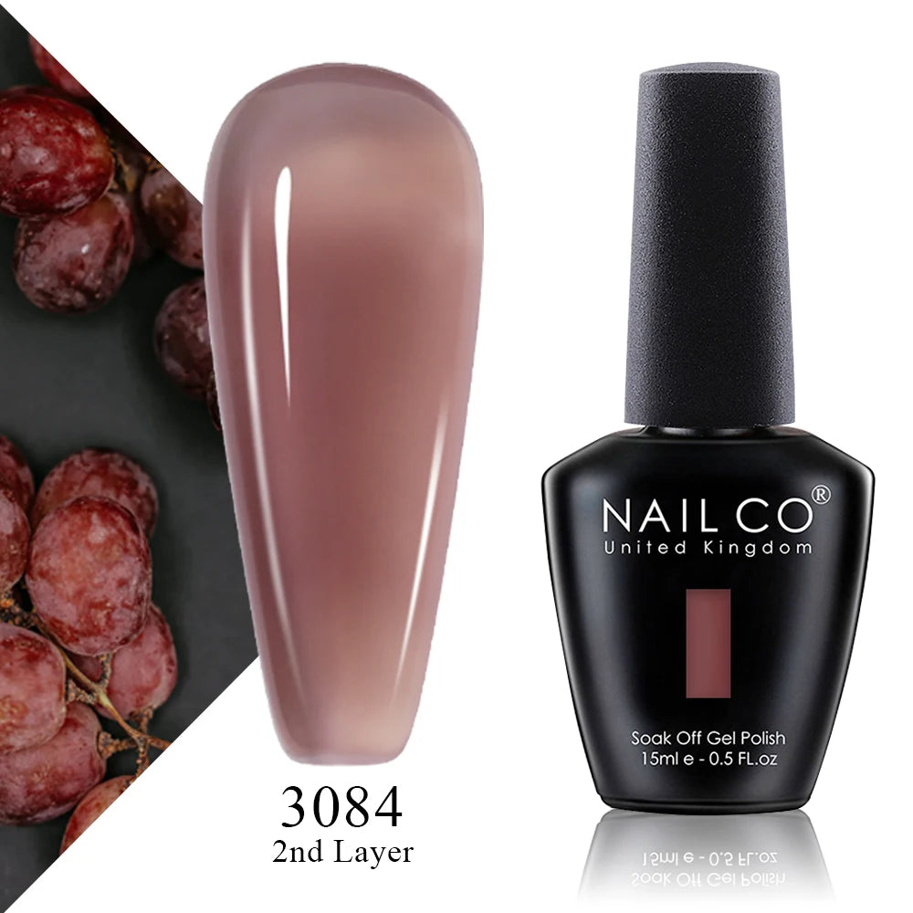 NAILCO 15ml Vernis à ongles Gel Vernis Semi Permanent UV Gel Vernis manucure Vernis Nail Art Nude Gel Poliish