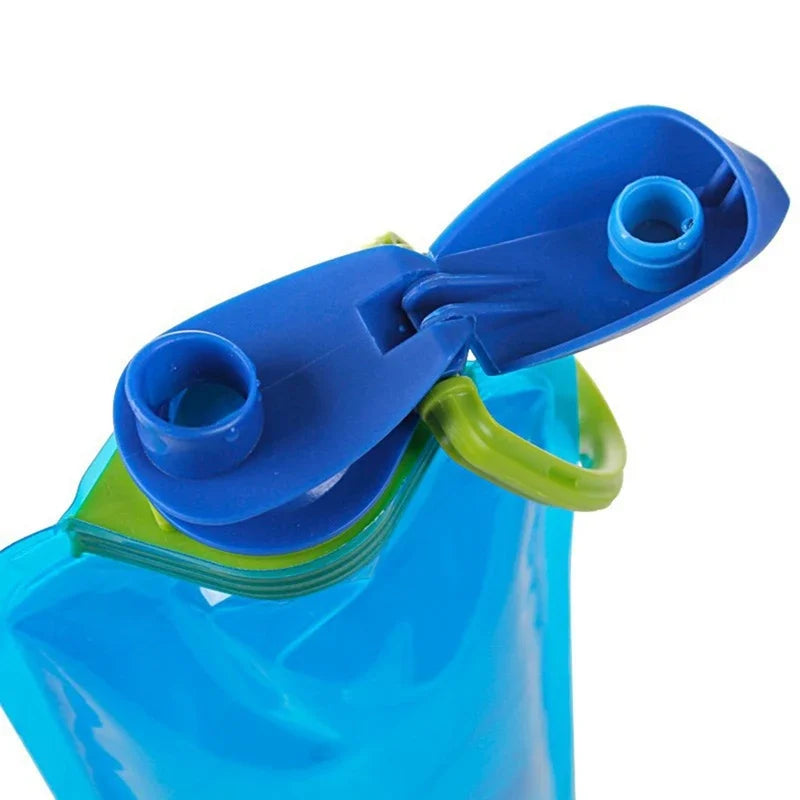Bouteilles d'eau pliables, bouteille de voyage Flexible et réutilisable, pochette en plastique, flacon souple, sac d'eau avec mousqueton