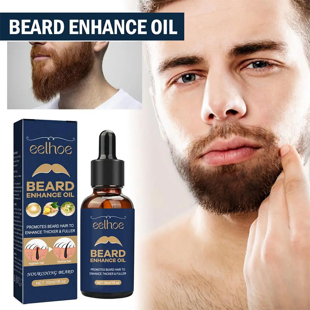 ThUNICEF-Huile de soin de la barbe pour hommes, kit de toilettage pour la croissance de la barbe, adoucit, renforce le coiffage, sérum nourrissant pour la barbe, 30ml