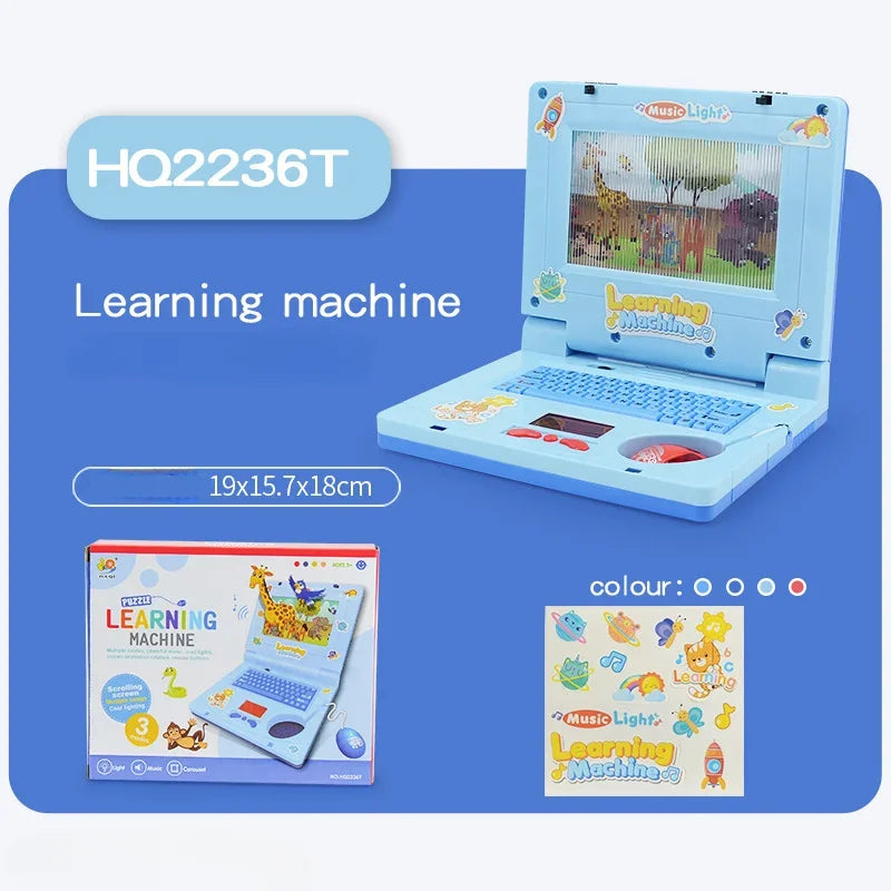 Machine d'apprentissage de Puzzle pour tout-petits, faux ordinateur portable de dessin animé avec musique légère, souris, Simulation d'ordinateur, jouets éclairants, cadeaux pour enfants