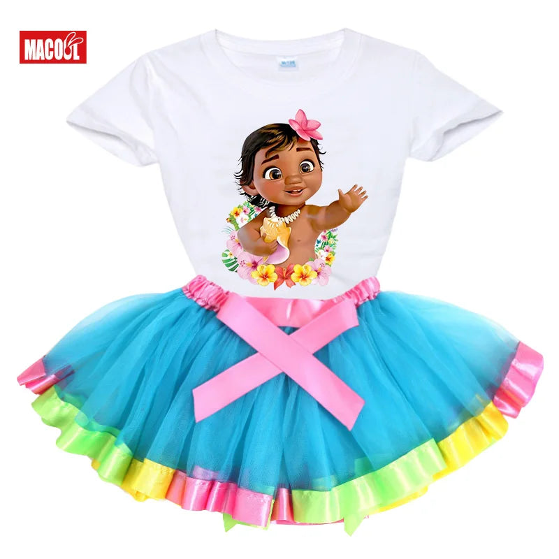 Ensemble de T-shirt et Robe Tutu pour Fille, Tenue Arc-en-Ciel, Vêtements 2 Pièces