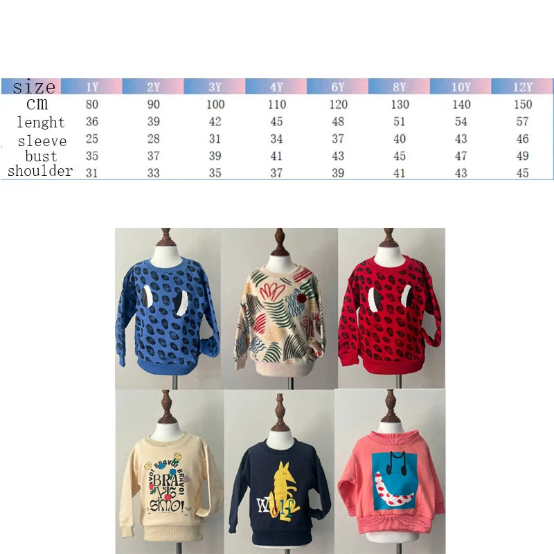 Chandails d'automne pour enfants, sweat-shirt imprimé mignon pour garçons et filles, vêtements d'extérieur en coton, nouvelle collection 2025