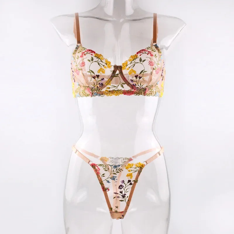 Ensemble de Lingerie érotique pour femmes, sous-vêtements féminins, Perspective Porno, vêtements de nuit en dentelle, ensemble de soutien-gorge Sexy pour culottes sexuelles