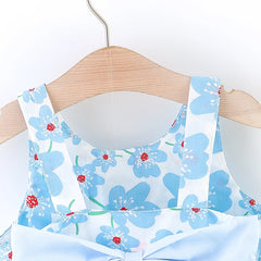 Robe d'été à bretelles florales pour bébé fille, vêtements sans manches avec nœud pour enfants avec chapeaux en cadeau (9 mois-3 ans), nouvelle collection