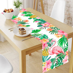 Summer Hawaiian Flower Table Runner, Flamingo Birthday Party Decor for Kids, Aloha Hawaii Tropical Party Supplies, Dining Table Decor