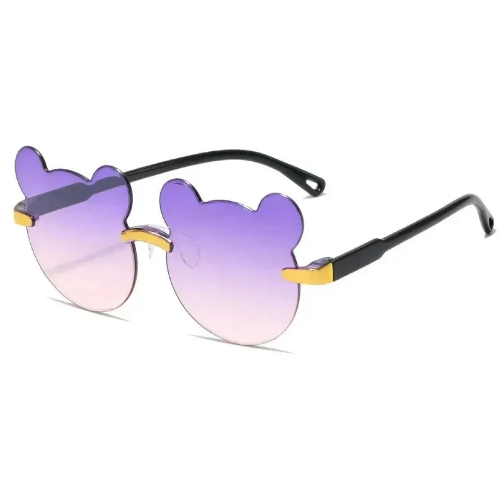 Lunettes de soleil pour enfants, ours de dessin animé mignon, pour garçons et filles, sans monture, UV400, pour voyage en plein air, ski