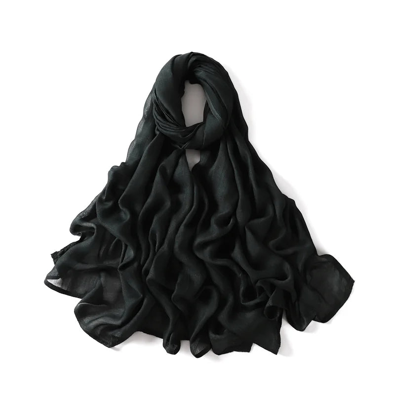Ramadan Solid Color Plus Size Cotton Rayon Hijab Scarf Women's Muslim Headscarf Wraps Shawls Muslim Women's Headband Islamic Turban