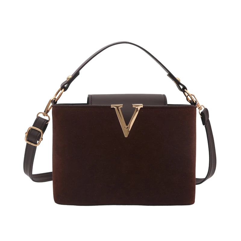 Fashionable mini suede bag for women, faux suede tote bag, decorative handbag with locking buckle, shoulder bags 
