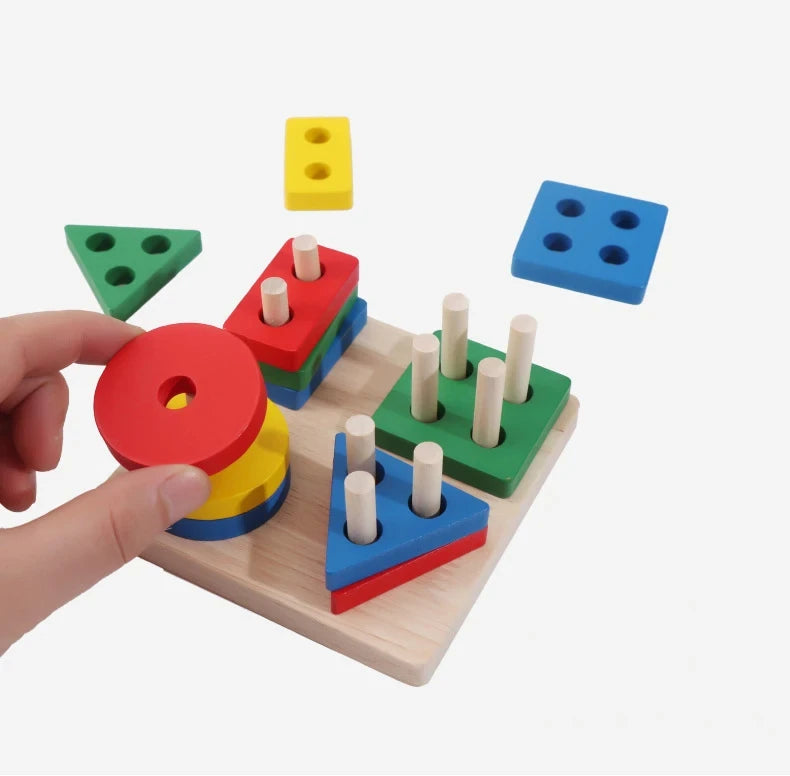 Puzzle Montessori pour enfants de 1 à 3 ans jouets en bois blocs de construction apprentissage document forme match