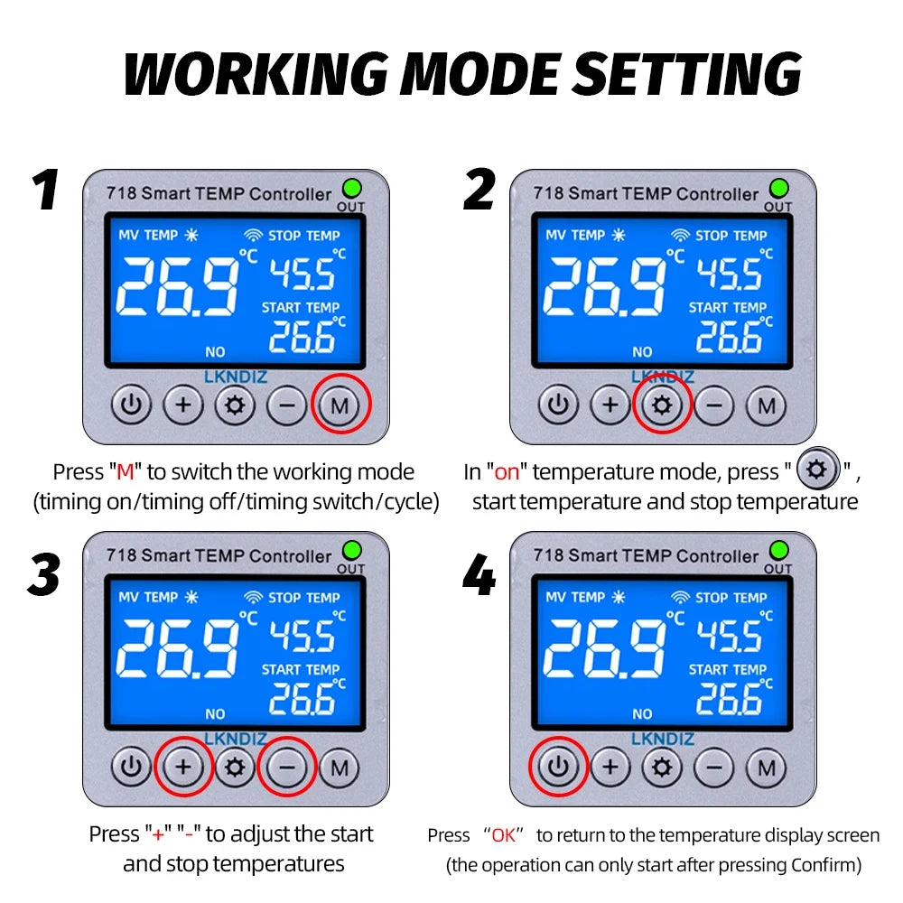 Contrôleur WIFI intelligent de température, Thermostat Constant, interrupteur de contrôle de synchronisation, contrôle du Cycle, Option de tête de capteur Multiple