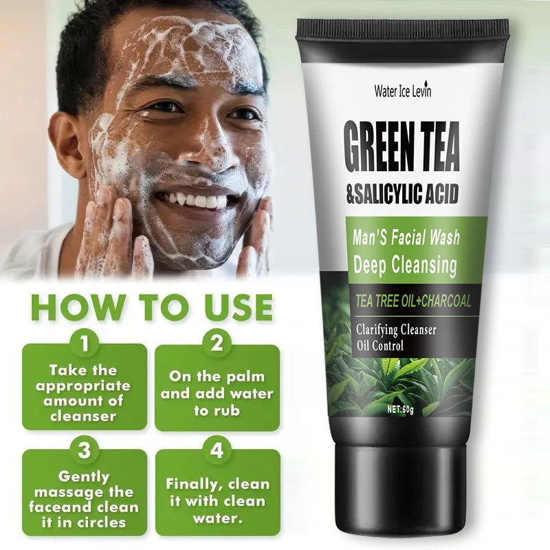 Nettoyant à l'acide salicylique 60g - Contient des extraits d'acide salicylique, d'arbres à thé et de curcuma, doucement hydratant et nettoyant, sui